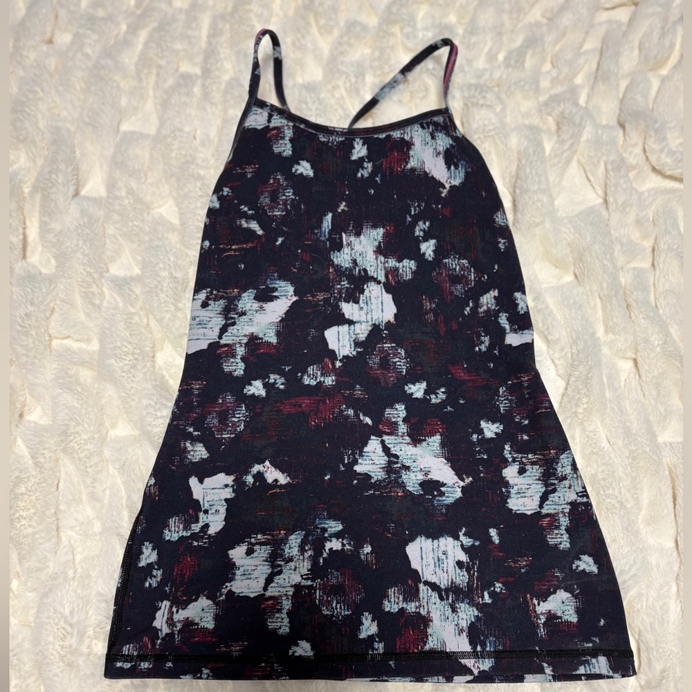 Lululemon 4 Power Y Tank Luon Static Blossom Multi Shelf Bra size small